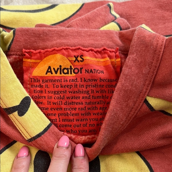Aviation nation Red Smiley Face Sweatshirt - Picture 2 of 2